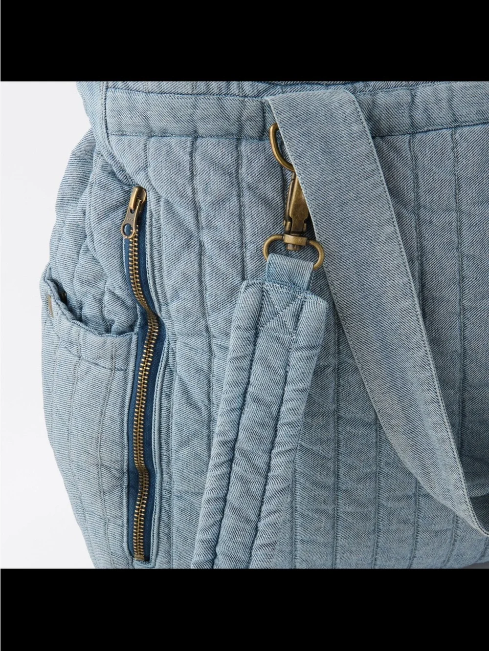 Light Blue Quilted Tote Bag - Soft Everyday Shoulder Bag